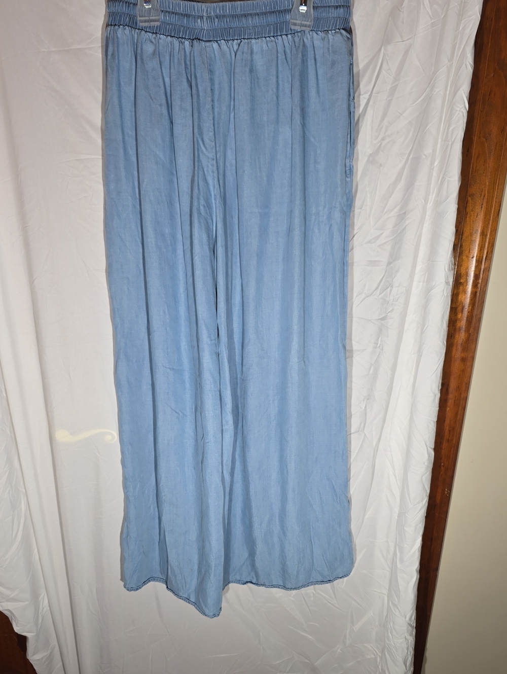 Light Blue Wide-Leg Drawstring Pants - Picture 5 of 5